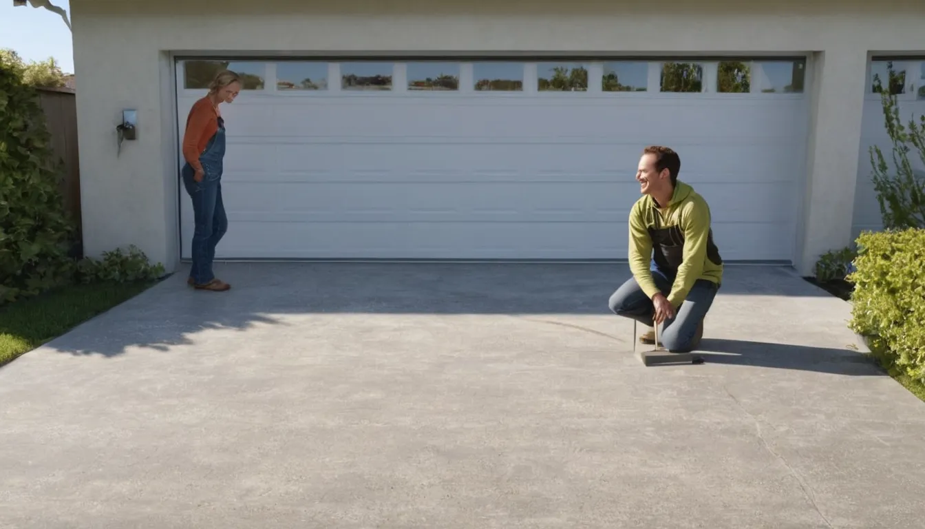 A provider and homeowner reviewing a garage floor in the Menifee area